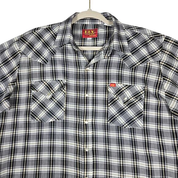 Vintage Ely Plains Pearl Snap Western Shirt Mens L Cowboy Rodeo 80s 90s - Picture 2 of 12